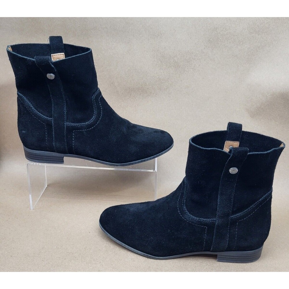 Frye & Co Sarah Sz 8 M Suede Leather Ankle Booties Boots Pull On Black Women